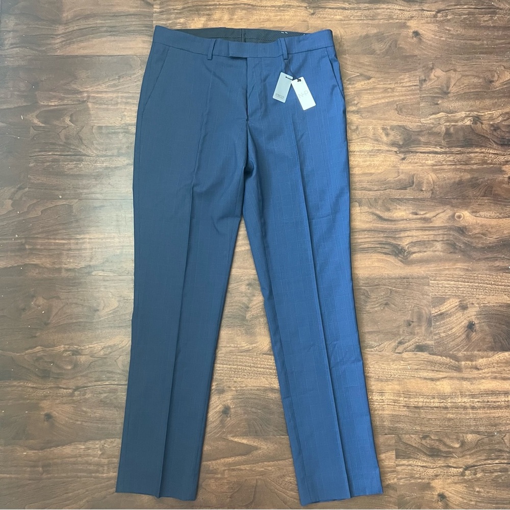 NHP Men’s Dress Pants Chinos Navy Plaid New With Tags Size 34/32